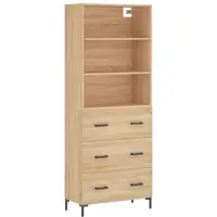 Helloshop26 - Buffet Sideboard Kommode Kleiderschrank Aufbewahrungsmöbel Organizer Küche Wohnzimmer Lounge hohe Sonoma-Eiche 69,5 x 02_0034186