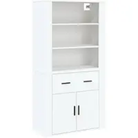 Helloshop26 - Buffet Sideboard Kommode Kleiderschrank Aufbewahrungsmöbel Organizer Küche Wohnzimmer Lounge hoch Holzwerkstoff weiß 02_0032780