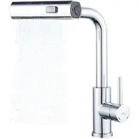 OEM SUS304 Umschwenkbarer Küchenhahn mit 3 Sprühstufen, 360° drehbarer Arm, Küchenmischhahn, rostraufrei, Chrom
