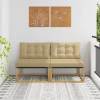 vidaXL Möbel Outdoor Mittelsofa Massives Akazienholz und Textilene WeißGartenstühle - Gartenstühle c8621