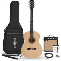 Gear4Music Student Elektroakustikgitarre Natur mit 15-Watt-Verstärker und Zubehörset