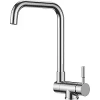 OEM Keukenmischer mit 360° Dreh- und Klappfunktion, L-förmiges Edelstahl-Design, Einhandmischer für kaltes und warmes Wasser, poliertes Chrom