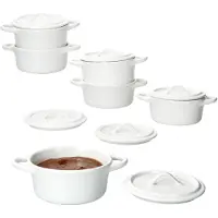 MamboCat 6er Set CREME Mini-Cocotte 100ml Creme-Weiß Back-Form Ofenförmchen Mini-Topf
