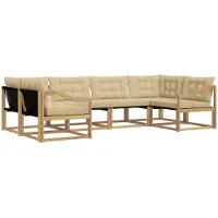 vidaXL Outdoor-Sofagarnitur 6 stk. Weiß und Beige