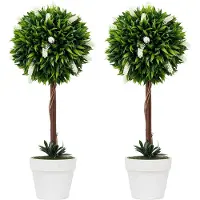 HOMCOM KUNSTPFLANZE Lavendel 2er-Set Künstliche Pflanzen 60 cm Zimmerpflanze Weiß