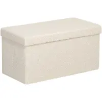 HOMCOM Sitzbank mit Samtoptik Polyester MDF Cremeweiß 76L x 38B x 38H cm