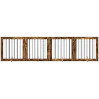 Syfax Hundetor mit Ständern 4 pcs Geräucherte Eiche 100 x 100 cm