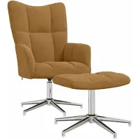 vidaXL Relaxsessel mit Hocker Braun Samt