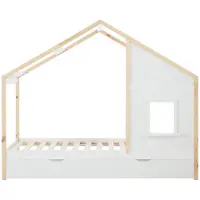 Vente-unique Häuschenbett 90 x 190 cm – Mit Schublade – Kiefer & MDF – Weiß/Natur – RINELYA