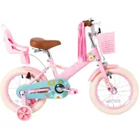 Bolt Kinderfahrrad 12 Zoll (30,5 cm) Unisex – Mit Stützrädern, Korb, Klingel & Girlande – Rosa