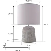 LINDBY Tischleuchte Thalassia, weiß, Ø 26 cm, Keramik