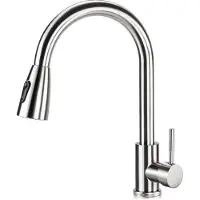 OEM Keukenmengkraan Uitschuifbaar, 360° Draaibaar, Twee Sproeistanden, Instelbaar Koud und Warm Wasser, Geborsteld Edelstahl (Silber)