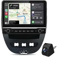 Junsun 10.1'' Kamedra Android 15 Autoradio Carplay 2+64GB Für Toyota Aygo Peugeot 107 Citroen C1 GPS Navi BT WIFI FM SWC DAB+ RDS DSP 2DIN USB Android Auto