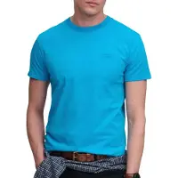 Superdry Rundhalsshirt "ESSENTIAL LOGO EMB NEON TEE" aus Baumwolle und Single Jersey, normale Passform, ohne Kragen