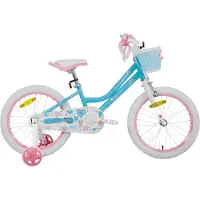 Bolt Kinderfahrrad Mädchen 18 Zoll (45 cm) – Mit Stützrädern, Korb, Handbremse & Ständer – Blau