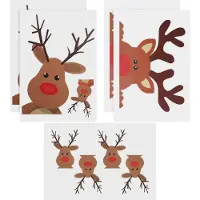 OEM Kerststickers Set aus 10 wieder verwendbaren Papierscheiben mit Rentiermotiv für Fenster und Wände