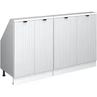 Vicco Dachschrägenschrank-Set Rion Weiß Riffel 140 cm 2er Set, Model 59709