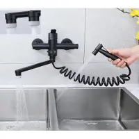 OEM Moderne schwarze Küchenarmatur mit Sprühpistole und 360-Grad-Drehfunktion