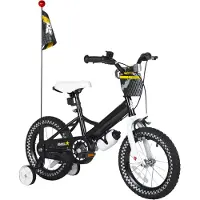 Bolt Kinderfahrrad 12 Zoll (30,5 cm) Unisex – Mit Stützrädern, Korb, Klingel & Puppensitz – Schwarz