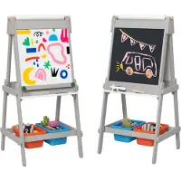 AIYAPLAY 3-IN-1 Kindertafel, doppelseitige Kinder Staffelei mit Kreidetafel, Whiteboard