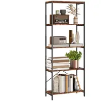 HOMCOM Bücherregal-79L x 35B x 161H cm-Rustikal-Braun | Gr.: onesize
