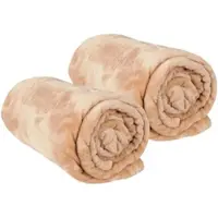 Bestlivings Kuscheldecke im 2er Pack Wohndecke - extra weich - hochwertige Microfaser Flauschdecke, 90 x 140 cm - Nougat