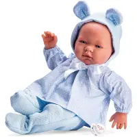ASI Babypuppe Pablo 43cm - Puppe mit blauer Kleidung und süßen Ohren