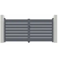 Casanoov Doppelflügeltor Aus Aluminium Vogel 300x140cm Grau