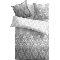 Bestlivings Bettwäsche 2-tlg. ( Raute Grau ) 100% Satin Baumwolle, 135x200cm und 80x80cm Set, kuschelig weicher Bettbezug - mit Reißverschluss
