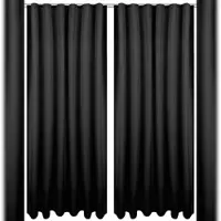 Bestlivings 2er Set Dekoschal Ellen,Universalband, inkl. Raffhalter 140 x 175 cm schwarz - black