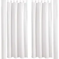 Bestlivings 2er Set Dekoschal Ellen,Schlaufe, inkl. Raffhalter & Haken 140 x 175 cm weiß - schneeweiß