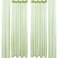 Bestlivings Dekoschal Noella Ösen Voile 2er Pack 140 x 175cm + Raffhalter grün - olivgrün