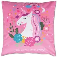 Bestlivings Kissenhülle Fotodruck 40x40 Einhorn pink mit Füllung