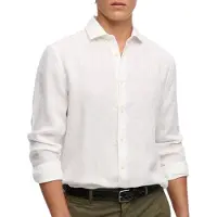Superdry für Herren. M4011103A Riviera Leinenhemd weiß (XL), Lässig, Langarm