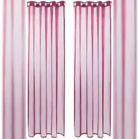 Bestlivings Dekoschal Noella Ösen Voile 2er Pack 140 x 145cm + Raffhalter bordeaux - beere