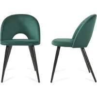 En.casa Esszimmerstuhl ’Karijoki’ 2er Set Polsterstühle Samt Metallbeine 77 x 50 x 55 cm Dunkelgrün / Schwarz