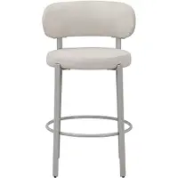 Vente-unique 2er-Set Hocker aus strukturiertem Stoff und Metall - Creme - ASILOVA