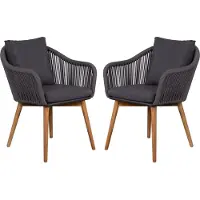 Mr. Deko 2er Set Diningsessel Solana Rope - inkl. Kissen - dunkelgrau