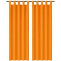 Bestlivings 2er Set Dekoschal Ellen,Schlaufe, inkl. Raffhalter & Haken 140 x 145 cm hellorange - marigold
