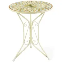 Kobolo Gartentisch Mediterran mit Platte in Mosaikoptik H71 cm Dm 61 cm