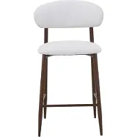 Vente-unique 2er-Set Barhocker aus strukturiertem Stoff und Metall in Holzoptik - Creme und Dunkelnatürlich - ISOVAYA
