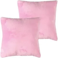 Bestlivings Dekokissen Kuschel Kissenbezug mit Reißverschluss 50 x 50 cm Rosa 2er Pack
