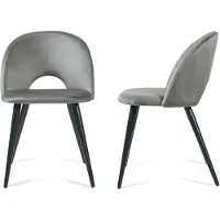 En.casa Esszimmerstuhl ’Karijoki’ 2er Set Polsterstühle Samt Metallbeine 77 x 50 x 55 cm Grau / Schwarz