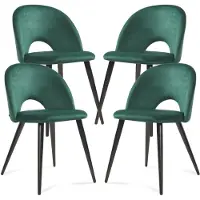 En.casa Esszimmerstuhl ’Karijoki’ 4er Set Polsterstühle Samt Metallbeine 77 x 50 x 55 cm Dunkelgrün / Schwarz