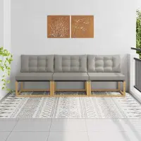 vidaXL Möbel Outdoor Mittelsofa Massives Akazienholz und Textilene WeißGartenstühle - Gartenstühle c8622
