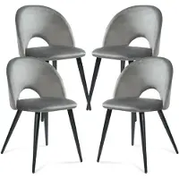 En.casa Esszimmerstuhl ’Karijoki’ 4er Set Polsterstühle Samt Metallbeine 77 x 50 x 55 cm Grau / Schwarz