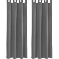 Bestlivings 2er Set Dekoschal EllenSchlaufe mit Raffhalter & Haken 140 x 175 cm Anthrazit