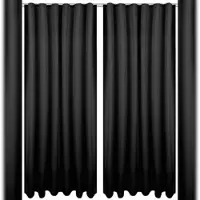 Bestlivings 2er Set Dekoschal Ellen,Universalband, inkl. Raffhalter 140 x 145 cm schwarz - black