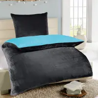 Bestlivings Wende-Bettwäsche Cashmere Touch - Wolkenschloss ( 135x200cm / 80x80cm ) Anthrazit - Petrol