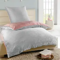 Bestlivings Wende-Bettwäsche Cashmere Touch - Wolkenschloss ( 135x200cm / 80x80cm ) Silber - Rose